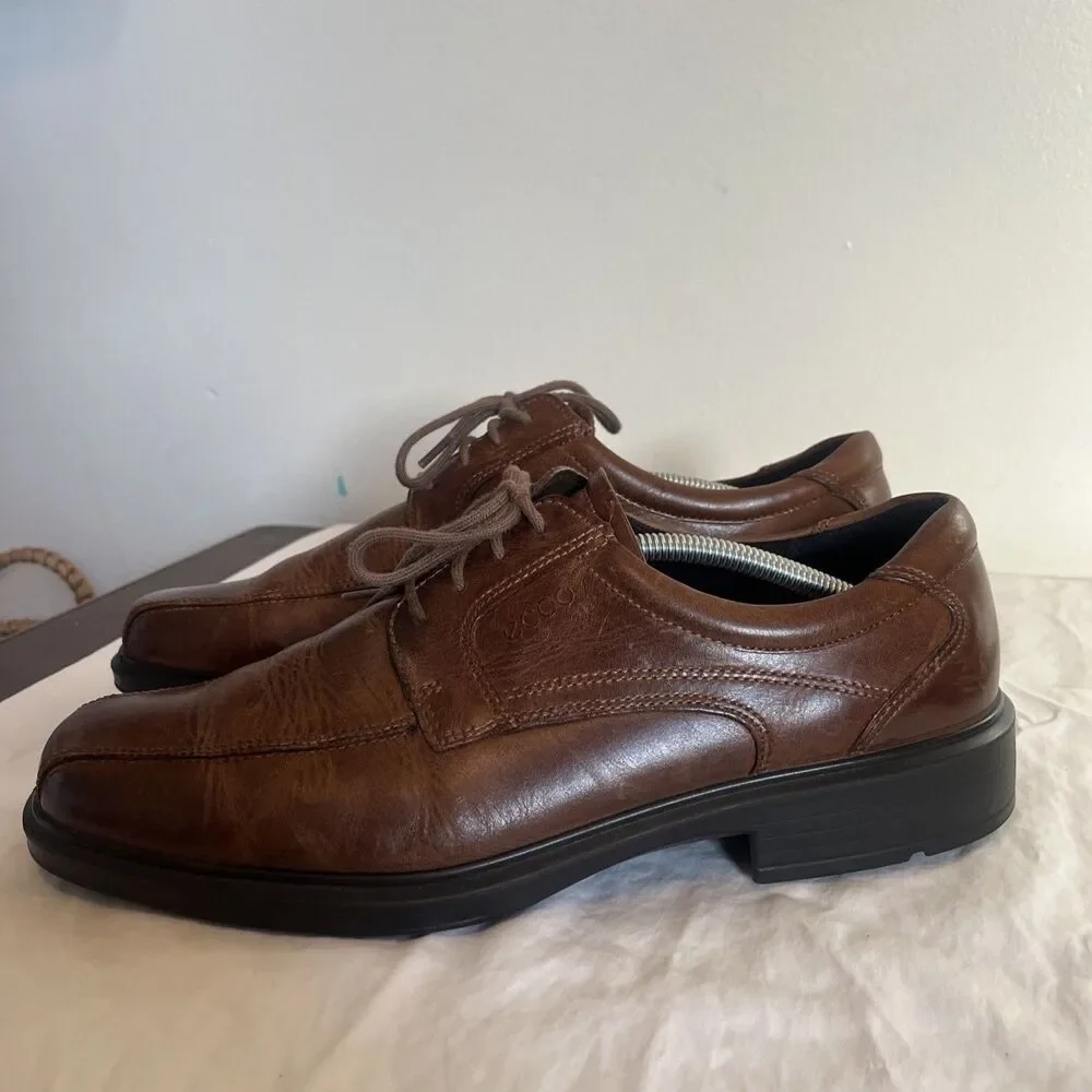 ECCO Helsinki 2 Men's Leather Bike-Toe Derby Shoe, Brown- Size US 12